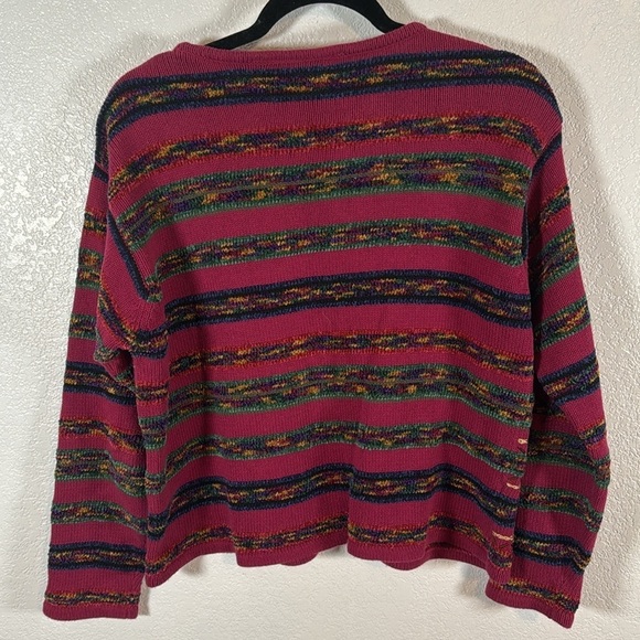 Liz Wear Vintage 90s 3-D Knit Chenille Beaded Sweater Size Medium - Picture 4 of 8